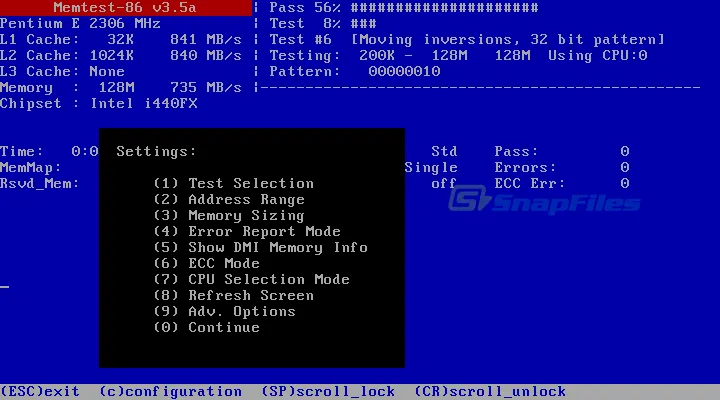 Memtest86 Captură de ecran 1