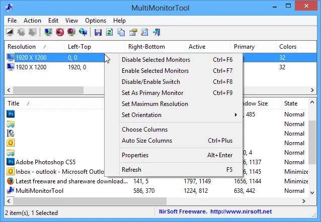 MultiMonitorTool Captură de ecran 1