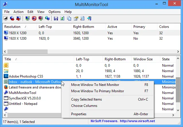 MultiMonitorTool Captură de ecran 2