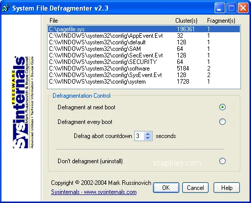 PageDefrag Captură de ecran 1