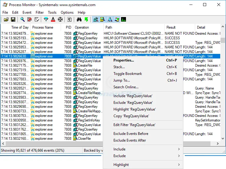 Process Monitor Captură de ecran 1