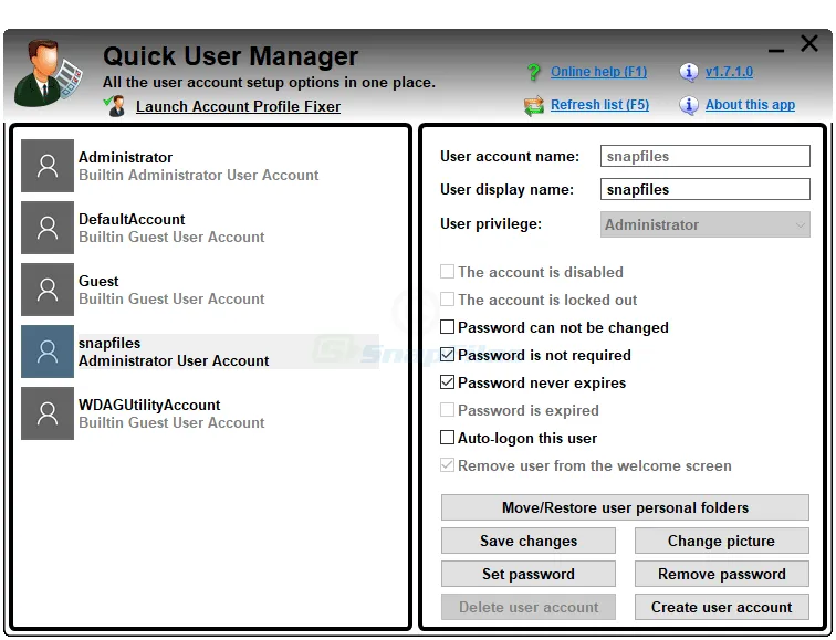 Quick User Manager Captură de ecran 1