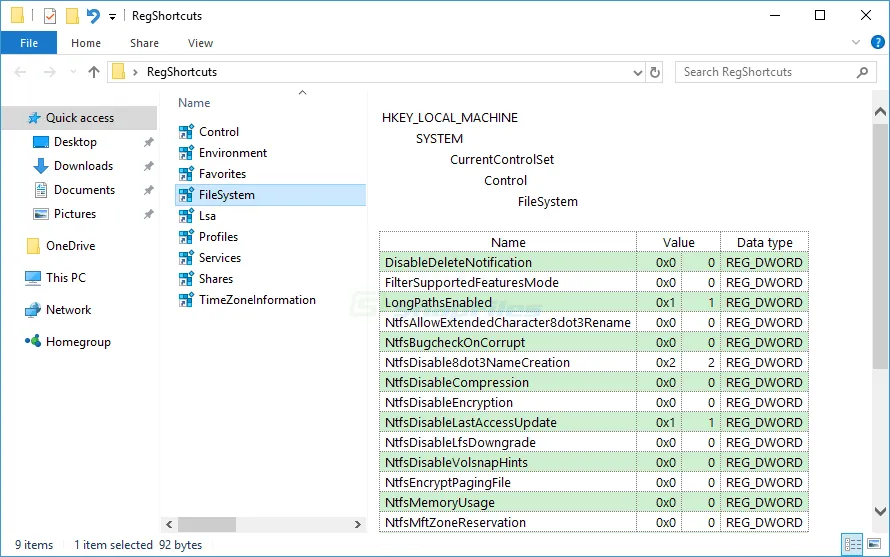 Registry Shortcuts Captură de ecran 2