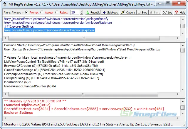 MJ Registry Watcher Captură de ecran 1