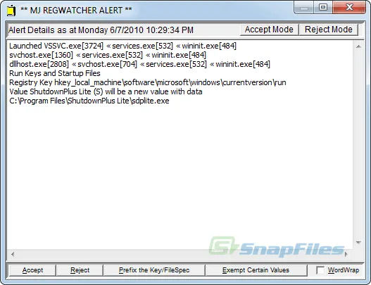 MJ Registry Watcher Captură de ecran 2