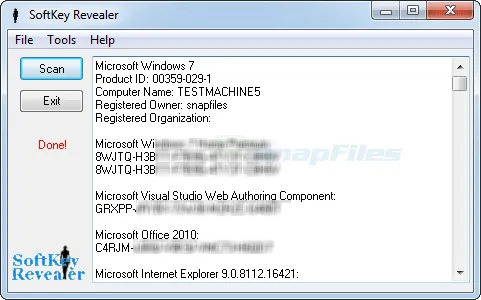 SoftKey Revealer Captură de ecran 1
