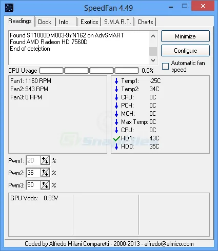 SpeedFan Captură de ecran 1