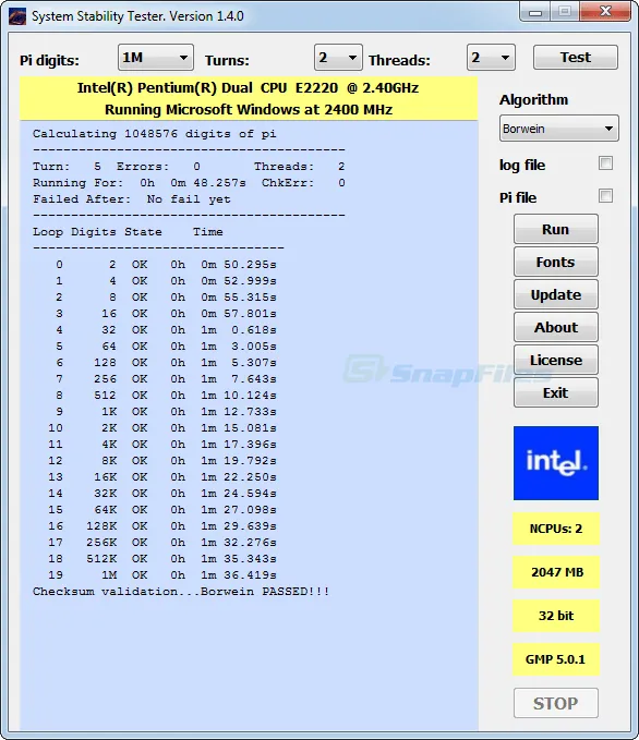 System Stability Tester Captură de ecran 1