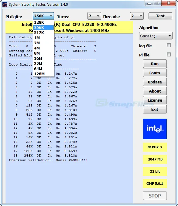 System Stability Tester Captură de ecran 2