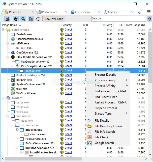 System Explorer Captură de ecran 1