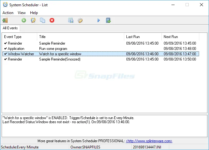 System Scheduler Captură de ecran 1