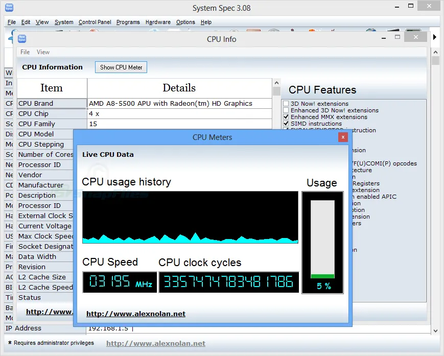 System Spec Captură de ecran 2