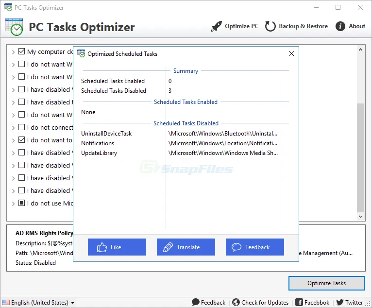 PC Tasks Optimizer Captură de ecran 2