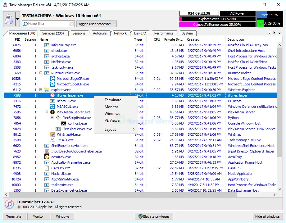 MiTeC Task Manager DeLuxe Captură de ecran 1