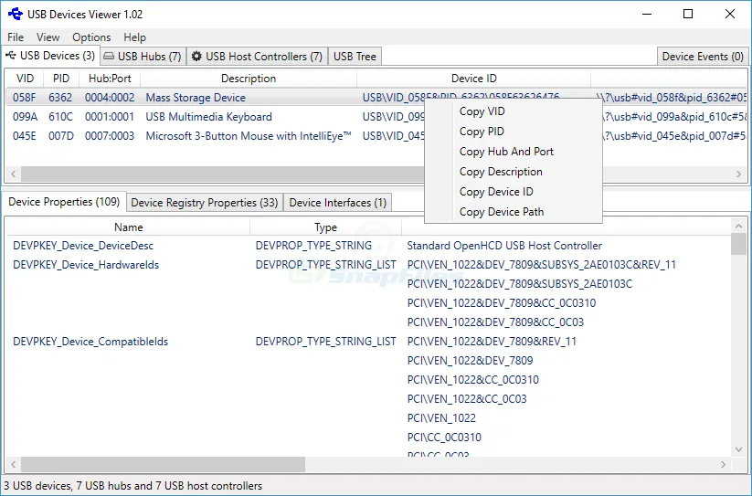 USB Devices Viewer Captură de ecran 1