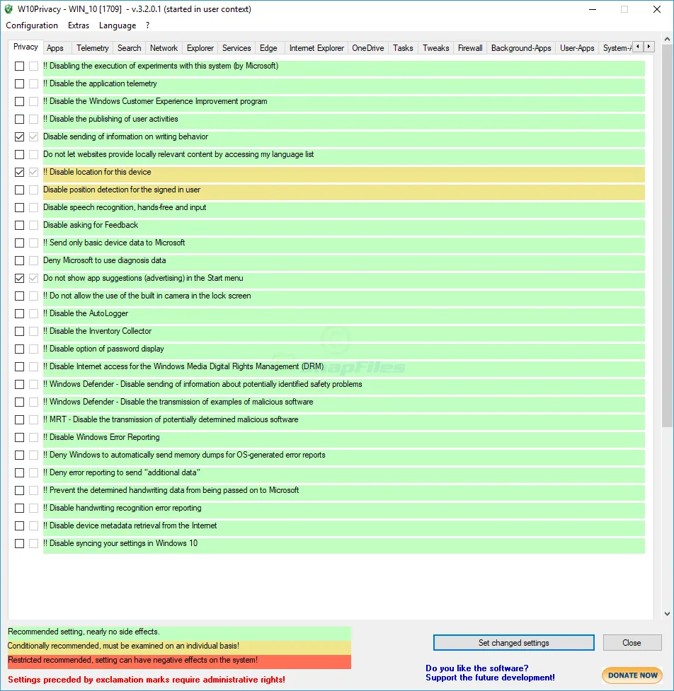 W10Privacy Captură de ecran 1