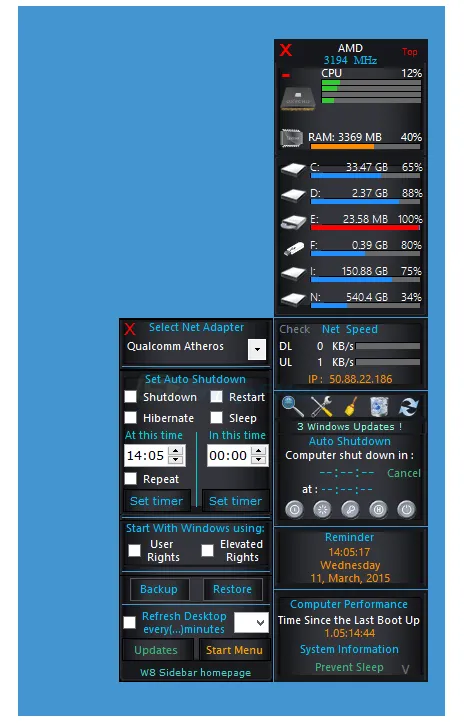 W8 Sidebar Captură de ecran 2