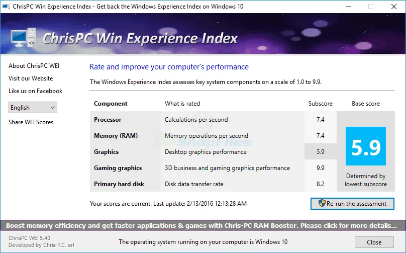 ChrisPC Win Experience Index Captură de ecran 1