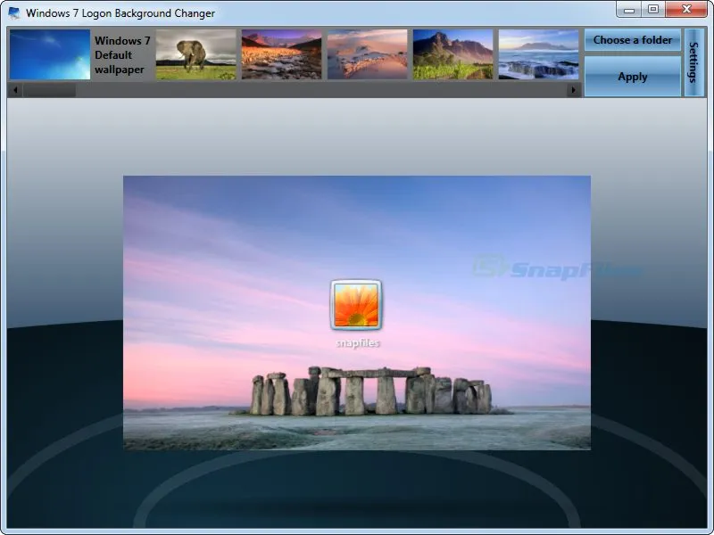 Windows 7 Logon Background Changer Captură de ecran 1