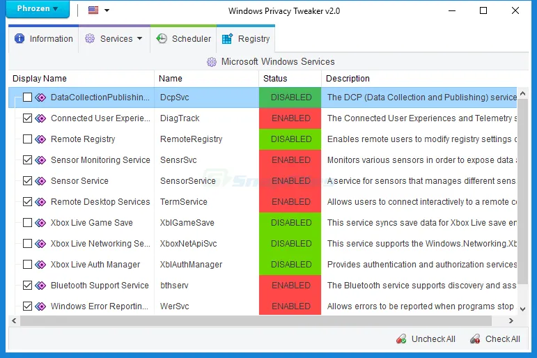 Windows Privacy Tweaker Captură de ecran 1