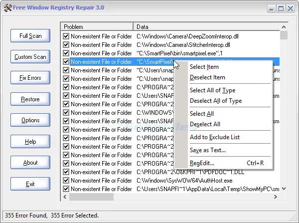 Free Window Registry Repair Captură de ecran 1