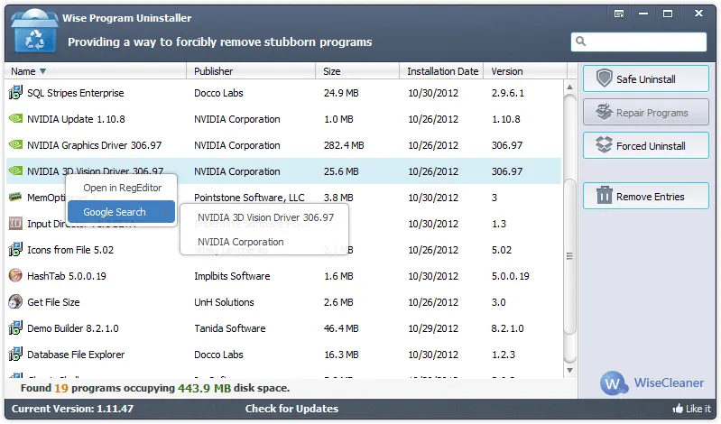 Wise Program Uninstaller Captură de ecran 1